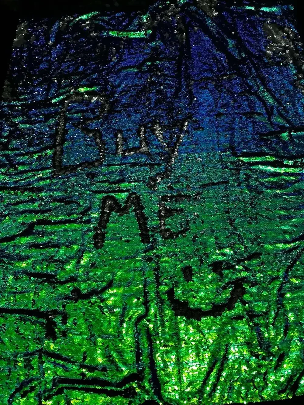 Reversible Sequin Throw Blanket, Green and Blue, 50in x 60in